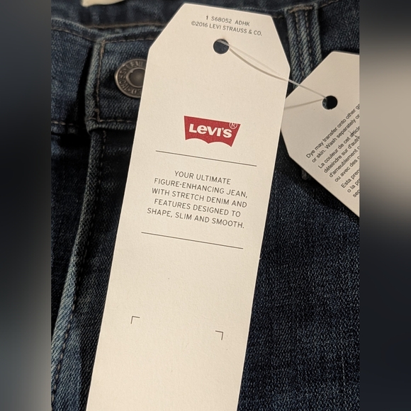 NWT Levi's Blue Denim Jeans, Slimming Straight,  32x30 - Picture 3 of 10
